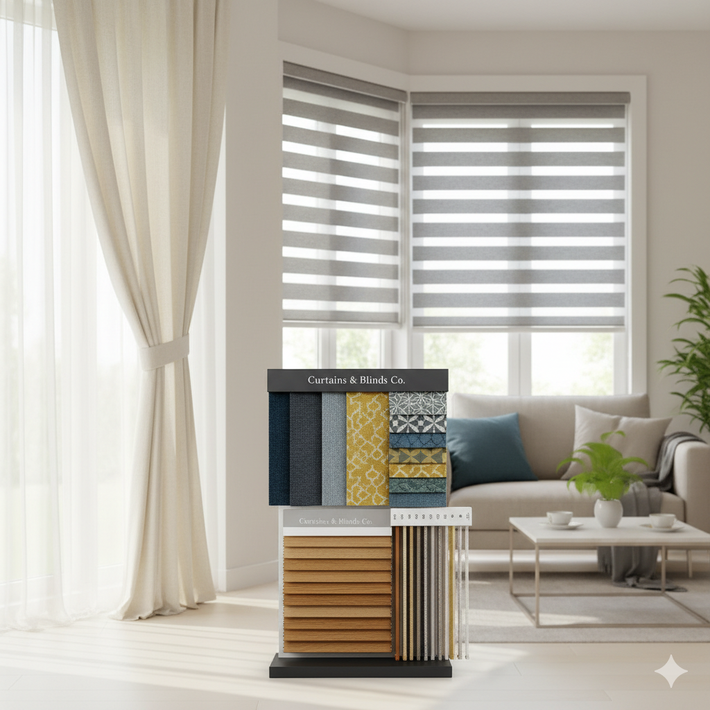 Elegant curtains in a modern living room